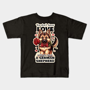 German Shepherd Valentin's day. Kids T-Shirt